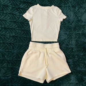 Wild Fable yellow crop top and shorts. Shorts are xs and shirt is xxs.